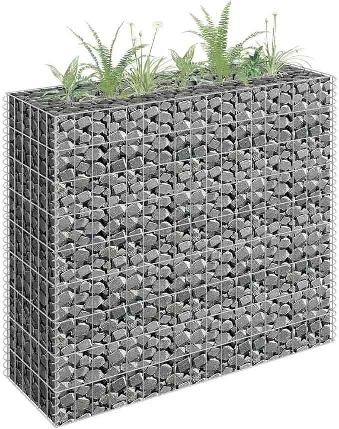 Gabion Raised Bed Silver Galvanized Steel 35.4x11.8x35.4 inch Rectangular Outdoor Planter Box for Vegetables Flowers Durable Garden Beds