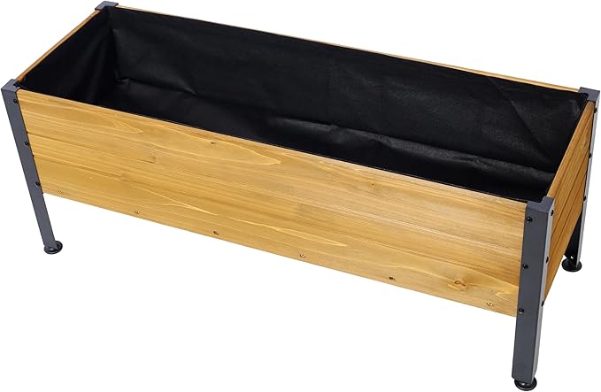 Wood Rectangular GPlanter Box Raised Bed OutdoorPlanters for Outdoor PlantsElevated Herbs Vegetables Flowers Great Patio Deck Balcony