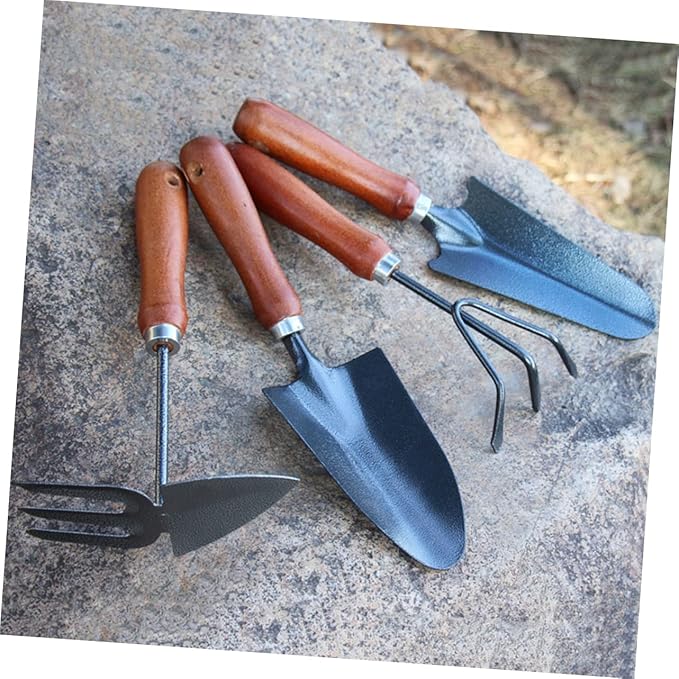 SUPVOX 1set Mini Garden Tool Set Sturdy Iron Spade with Handle for Planting Transplanting and Weeding for Gardening Enthusiasts and Flower Lovers 4pcs