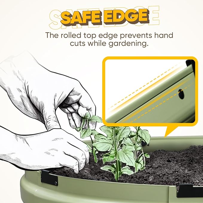 KING BIRD Raised Garden Bed Kit 2025 Upgraded Quick-Setup Galvanized Planter Garden Box Outdoor for Gardening Vegetables Flowers 94x36x12 in Olive Green