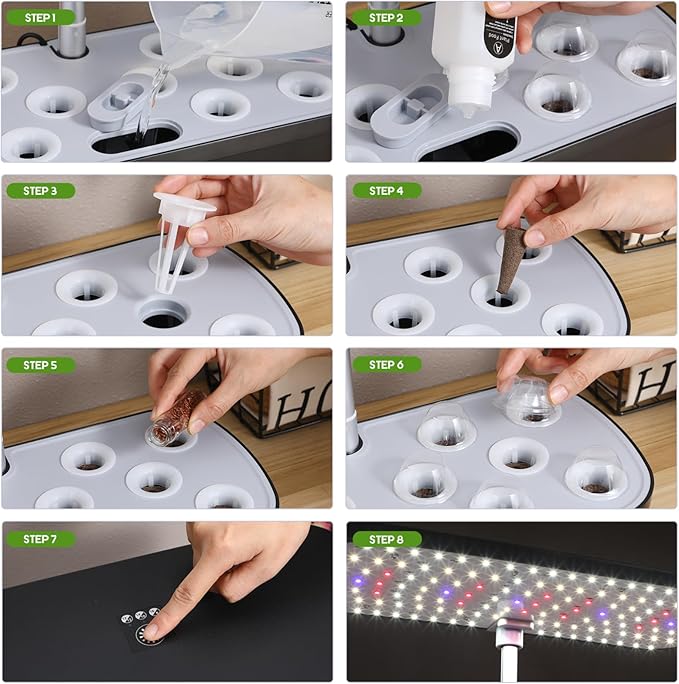 Sosoport 1set Indoor Hydroponics Garden Grow Plant Growing Kit for Indoor Gardening Multi-Porous Design for Easy Vegetable Cultivation Us Compatible