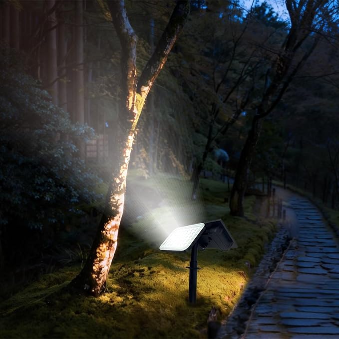 Solar Spot Lights Outdoor Waterproof Motion Sensor Dusk to Dawn Solar Powered Spotlights Uplights with 90° Adjustable Solar Panel &amp Light Head for Wall Yard Trees Pathway Landscape Lighting