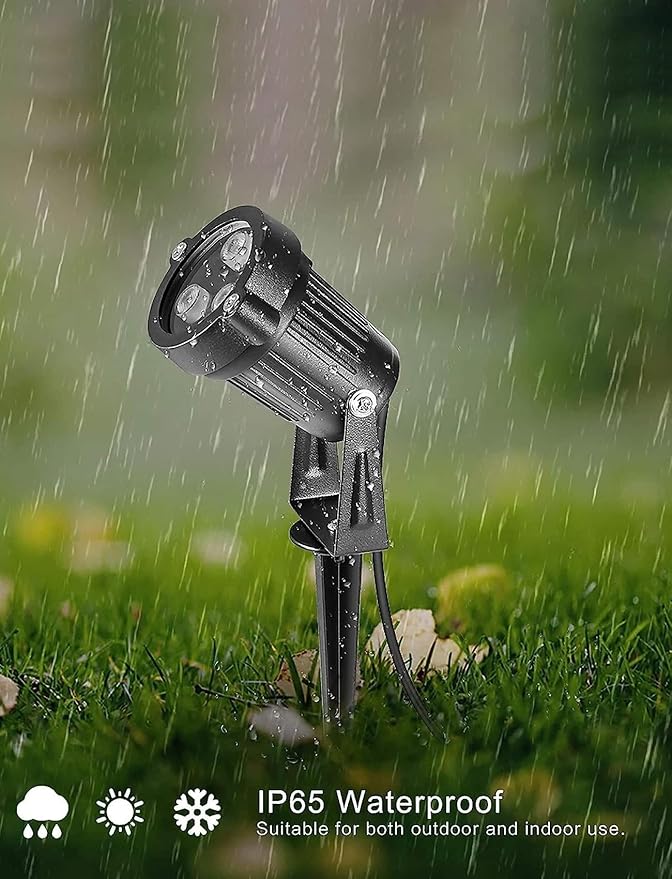 OurLeeme Lawn Flood Light Stake 2-in-1 Waterproof Outdoor Remote controlle Landscape Lighting Spotlight Wall Light for Yard Garden Driveway Pathway Pool (4 Pack)
