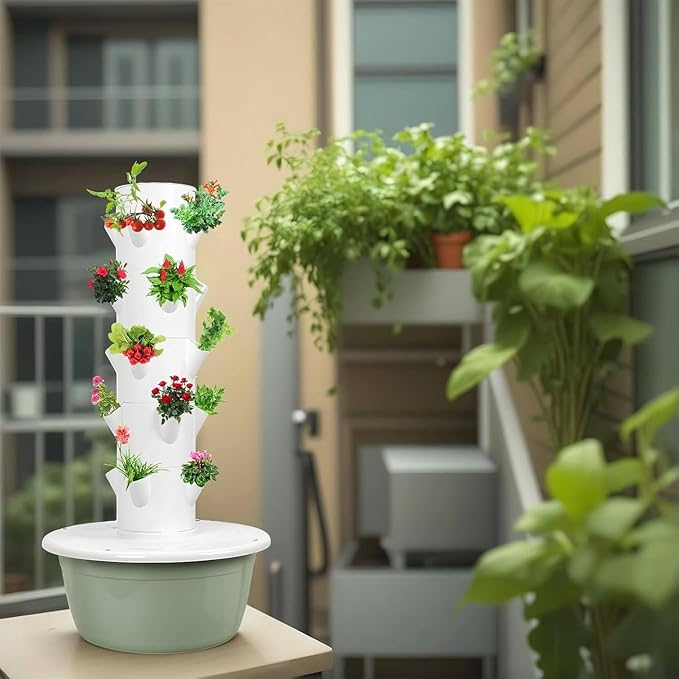 Vertical PlanterHydroponics Growing SystemIndoor Hydroponic Garden Herb Grow Kitwith Hydrating Pump Adapterfor Herbs Fruits and Vegetables9Layers
