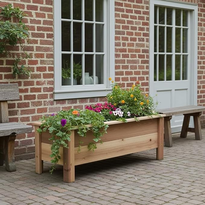 Cedar Raised Garden Bed Planter Box with Legs – Heavy Duty Outdoor Wooden Planter for Vegetables &amp Flowers No Bending Elevated Design Handmade in USA (36in x 15.5in x 16in)