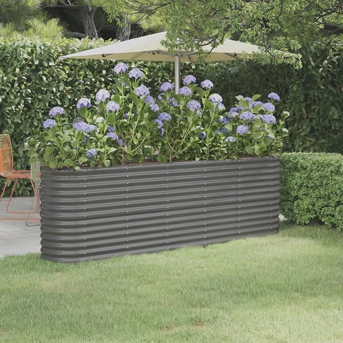 Garden Raised Bed Powder-Coated Steel 88.2x15.7x26.8 GrayWeight:25.84lbs318899