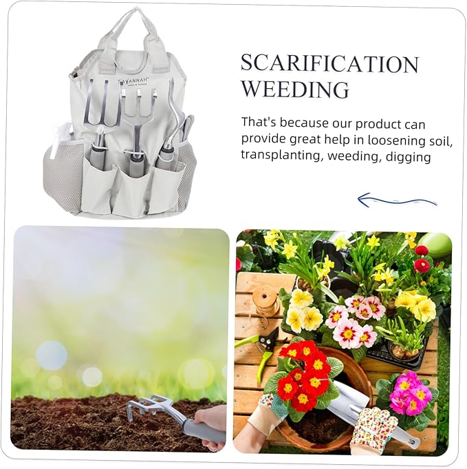 Aluminum Alloy Garden Tool Set for Gardening 6-Piece Heavy-Duty Gardening Tools Pouch Multifunctional Shovels for Outdoor and Indoor Use