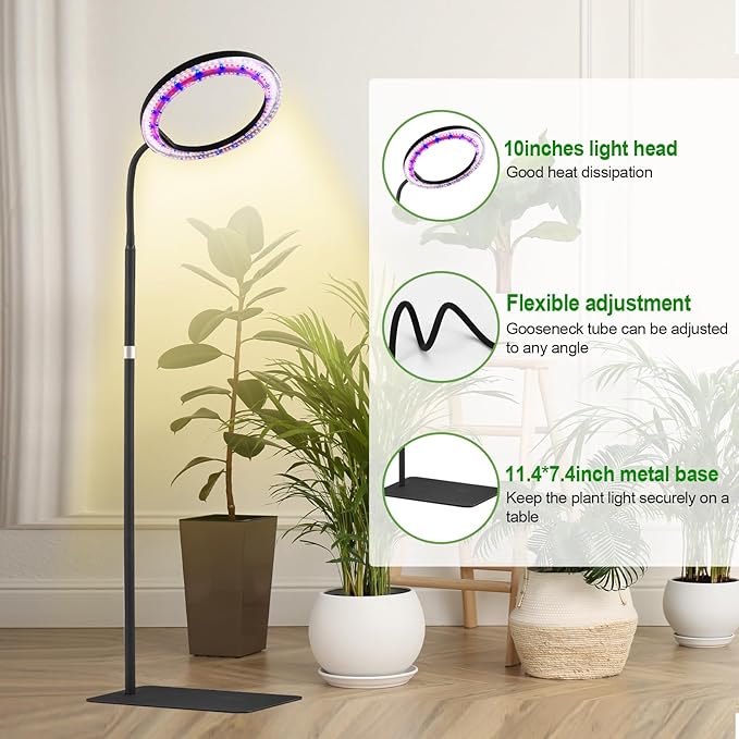 yadoker Grow Light for Indoor Plants160 LEDs Full Spectrum Standing Plant Grow Light with 3H/6H/9H Timer10-Level Brightness 51 Height AdjustableFlow Grow Lamp for Tall Large Indoor Plants