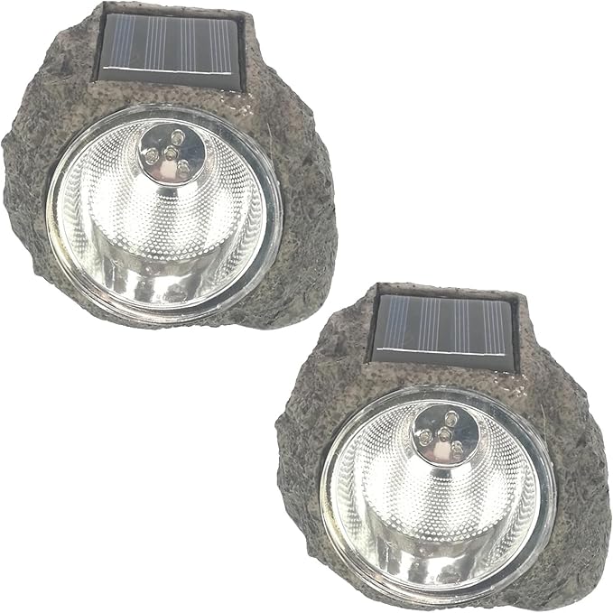 Solar Energy Lawn Lamp 2pcs Waterproof Stone Spotlight with 3 LEDs Outdoor Garden Flood Light Landscape Lighting