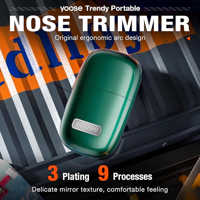 yoose Nose Hair Trimmer 2.0 Alloy Portable Painless Nose Hair Trimmer for Men Women IPX7 Waterproof Travel Size USB-C Rechargeable Nose Trimmer with Dust Protection Cap Dual Edge Blade Green