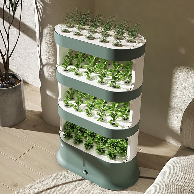 Smart Hydroponic Growing Kit 3 Tier Hydroponic Tower Growing Sytem with Remote Control Stratified Water Circulation Full Spectrum LED Grow Lights for Gardening Lover