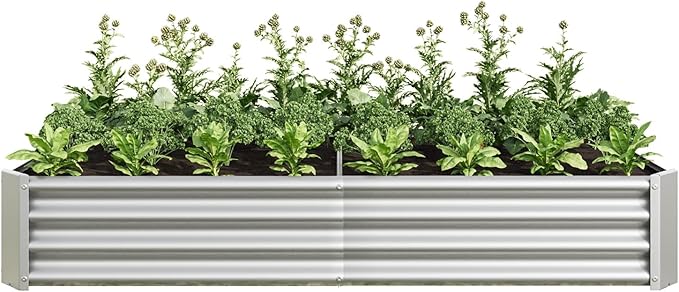 Raised Garden BedRaised Beds for Gardening Outdoor for Vegetables Flowers Ground Planter BoxGalvanized Raised Garden Beds. (Silver with 6x3x1ft)