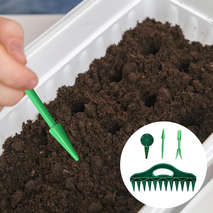 Seed Spreader Tool Set (4 Pcs) Precision Seed Sower With Fork &amp Pointed Tools For Garden Planting And Tilling