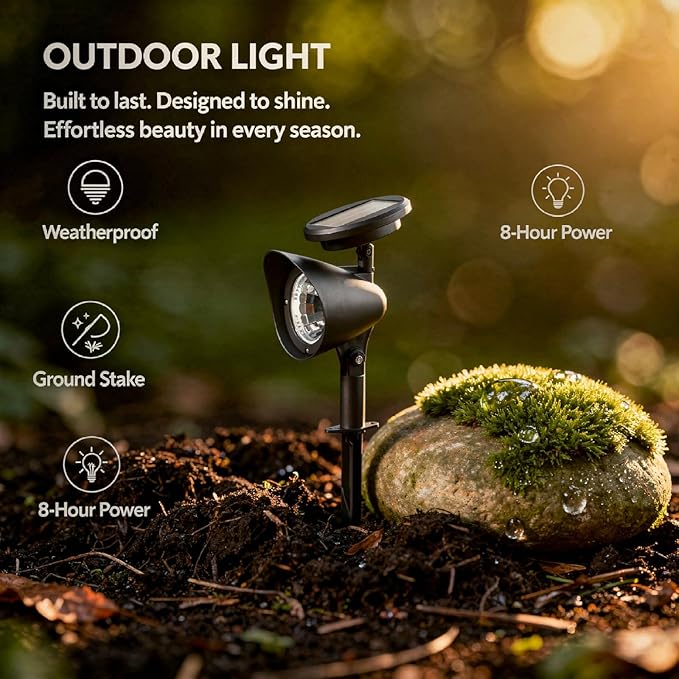 2 Pcs Solar Spotlights for Garden Lawn Patio Yard Decor Led Outdoor Landscape Lighting Red &amp Green Waterproof with Solar Panel Long Lasting 6-8H