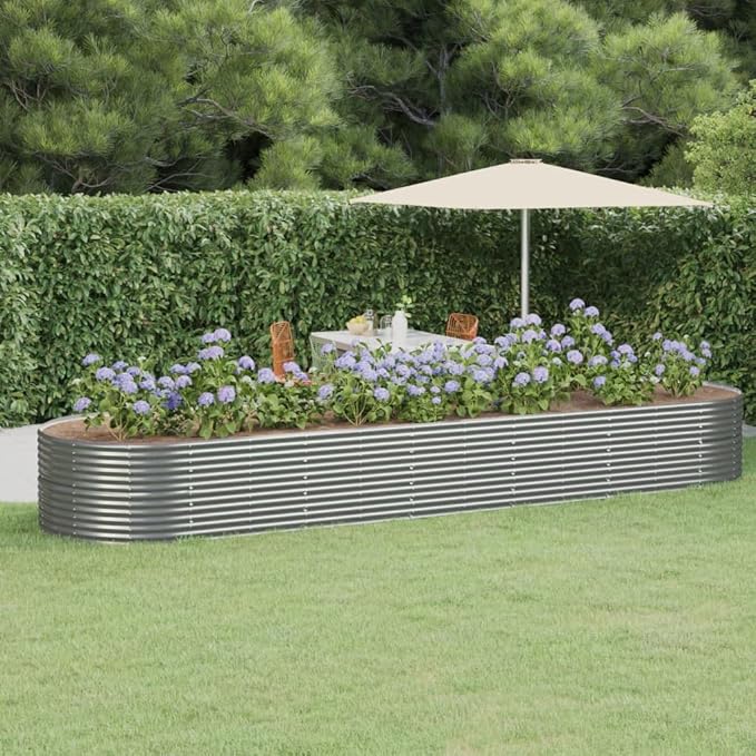 Steel Planter Garden Boxes Outdoor Garden Raised Bed Powder-Coated Steel Metal Raised Bed for Gardening Vegetables Fruits and Flowers 200.8x55.1x26.8
