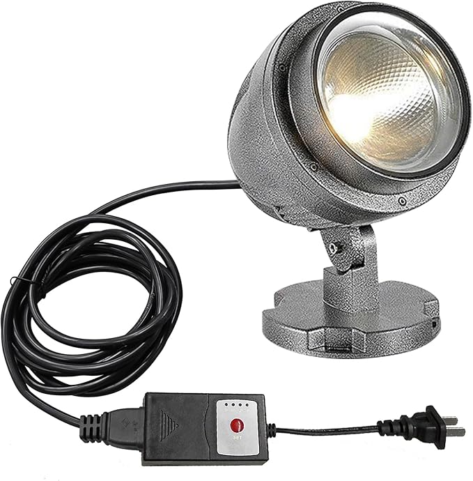 Kiven IP66 Waterproof LED Landscape Up Down Light Grey Decorative Spotlight with Plug-in Cord and Timer for Indoor Outdoor Yard Step Statue Mini LED Lawn Light (10W Cool White)