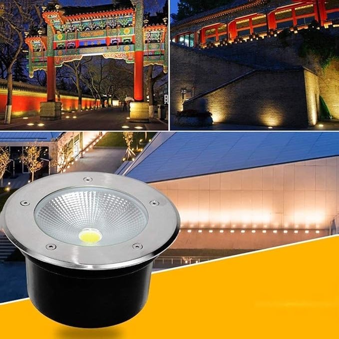 15W COB LED Buried Spotlight Embedded Underground Lamp Bright Lawn Landscape Garden Step Stairs Lawn Pathway Driveway IP65 Water-Resistant Fittings
