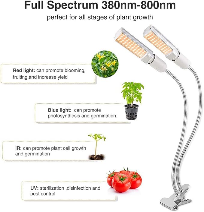 LED Grow Light for Indoor Plant45W 88LED Timing Grow Lamp Auto On/Off with 3/6/12H TimerFull Spectrum Plant Grow Lights for Seedling5 Dimmable Levels3 Switch ModesAdjustable Gooseneck