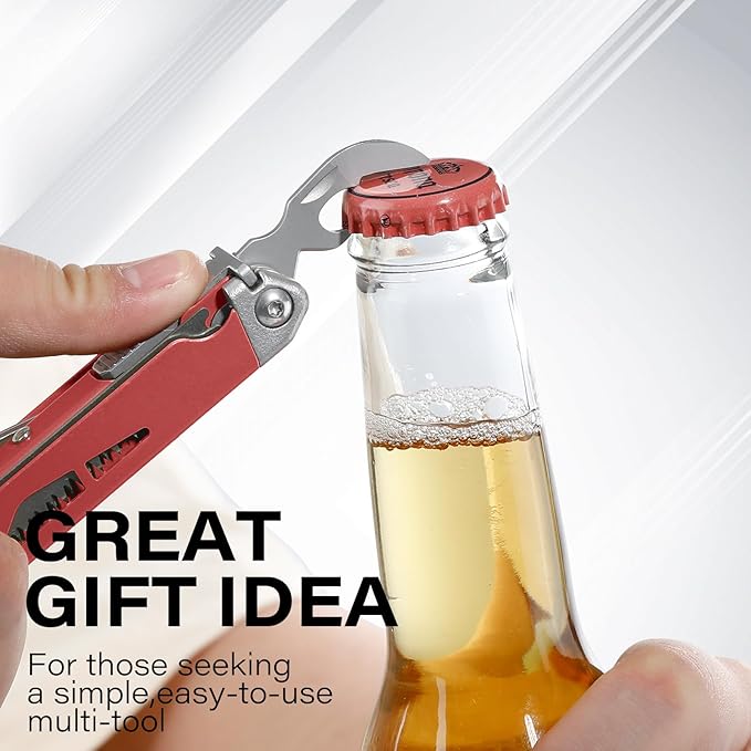 Multitool 21-in-1 Multi Tool Pliers with Safety Locking and Spring-Action Scissors Heavy-duty Stainless Steel Multi-tool Set with Nylon Sheath for Work Home Garden DIY &amp Auto Brick Red