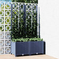 Large Garden Planter with Trellis Blue Grey Polypropylene 31.5x15.7x53.5 Inch Outdoor Raised Garden Bed for Climbing Plants Patio Balcony Decor