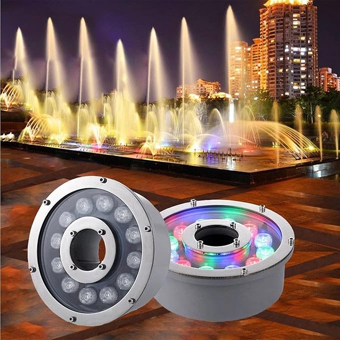 Underground Lights LED - 12/24V Underwater Landscape Spotlight Center Hole IP68 Underwater Pond Spotlight Suitable for Garden Fountain Pool and Other Multi-scRed 6w(AC24V)