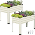 Galvanized Raised Garden Bed with Legs 2 Pack 48x24x32in Elevated Raised Garden Bed Outdoor with Drainage Holes Planter Boxes for Gardening Vegetable Flower Fruit in Backyard Patio Balcony (White)