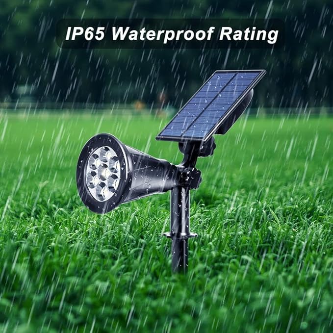 Solar Landscape Lights 7 LED Solar Spotlights 2 in 1 Waterproof Security Light Solar Lights Outdoor (Blue)