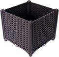 Donext Brown Modern Planter Box OutdoorsExtra Deep Raised Garden Bed Balcony Planters with Drainage Layer Outdoor Flower Vegetable Pot(15.7 L X 15.7 D X 14.7 H)