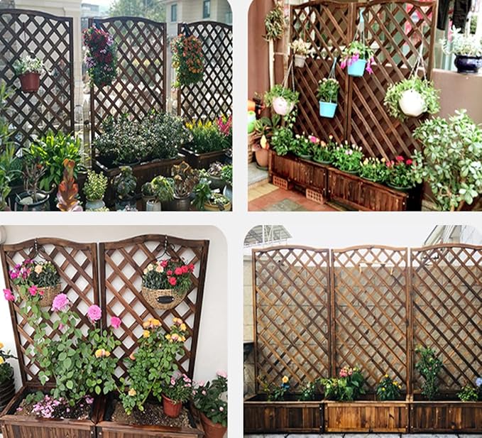 Generic Wood Planter Raised Bed with Trellis Outdoor Natural Wooden Garden Bed Planter Box Kit for Vegetables Herbs Flowers Tomato And HerbsNatural75x35x120cm