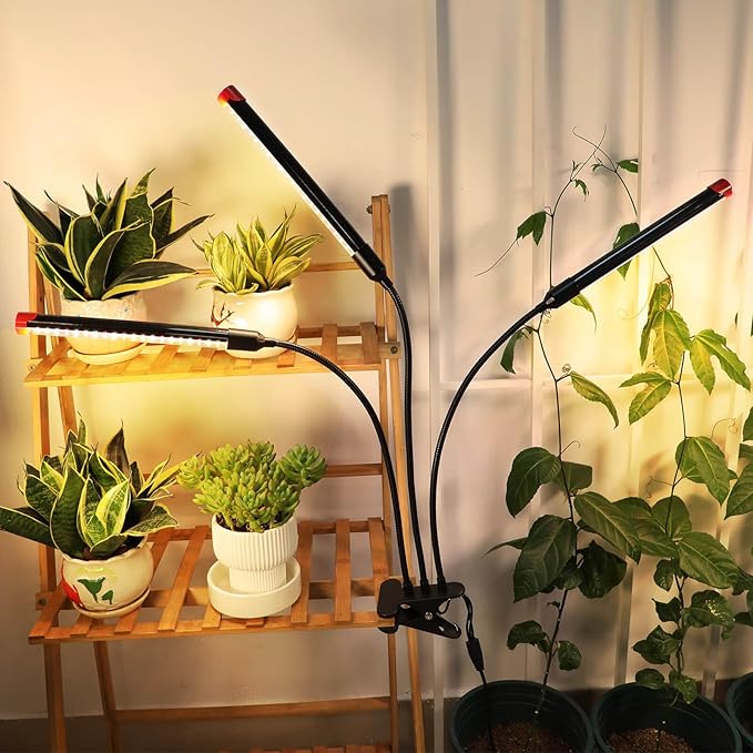 2Pack Clip Grow Lights for Seed Starting with Timer Full Spectrum Brightest Plant Growing Lamps for Indoor Plants Bonsai Seedlings 27 Watt Home Plug But Not 10W Adapter
