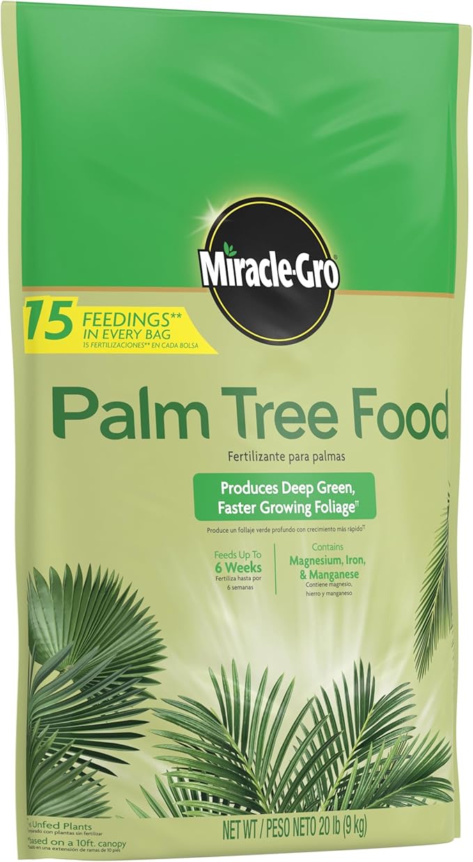 Miracle-Gro Palm Tree Food Plant Food for Deep Green Faster Growing Foliage with Slow Release Nitrogen 20 lbs.
