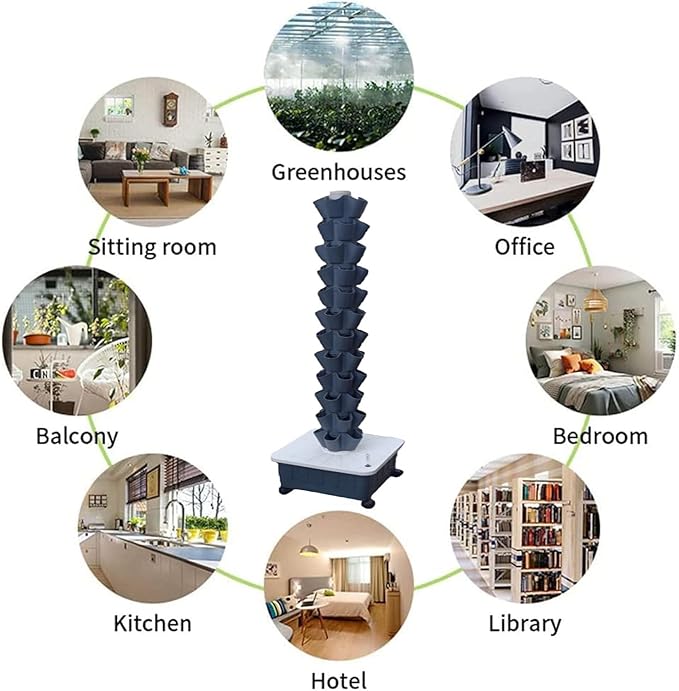 Soilless Cultivation Hydroponic Planting ColumnsVertical Hydroponics Garden Grow TowerHydroponics Growing TowerVertical Tower Planters Gray-12-layer