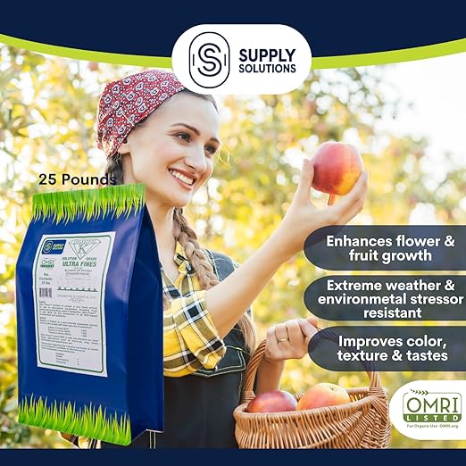 Supply Solutions Sulfate of Potash 0-0-50 - Organic Potash Fertilizer - Suitable for Fertigation Drip Systems Foliar Hydroponics Greenhouse Use - Ideal for Flowers Fruits Gardens (25 Pounds)