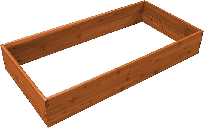 DutchCrafters Red Cedar Wood Raised Vegetable Garden Bed - Amish Made in USA (11 Double Raised Bed Cedar Stain)