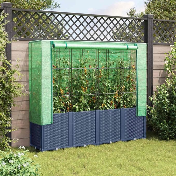 vidaXL Raised Bed Blue Grey Polypropylene Large
