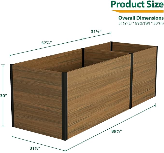 Composite Garden Planter Box with Open Base - Outdoor Modular Raised Bed for Vegetables Flowers and Herbs Durable Eco Friendly Easy to Assemble Low Maintenance
