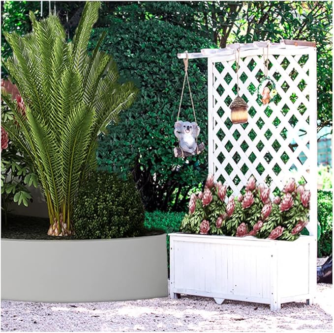 Wood Planter Raised Bed with Top 48 Inch Height Plant Climbing Box for Garden Balcony Patio Yard Porch Vertical GardenWhite75x40x120cm