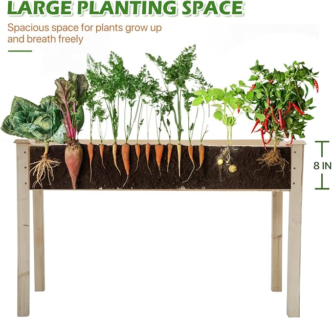 Raised Garden Bed 49x24x30 in Elevated Planter Bed Wooden Garden Beds with Legs Outdoor Plants Beds for Garden Patio Vegetables Herbs Nature
