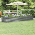 YAFF Extra Large Powder-Coated Steel Raised Garden Bed – Oval Outdoor Planter Box with Drainage 116.5x31.5x14.2 Perfect for Herbs Veggies &amp Flowers Enhances Garden Decor