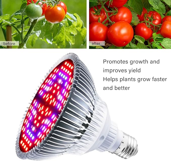 Grow Light Bulb Full Spectrum Low Power Consumption LED Grow Lamp Bulb Low Heat Generation Energy Saving LED Seed Lamp Bulb(120 Lamp Beads)