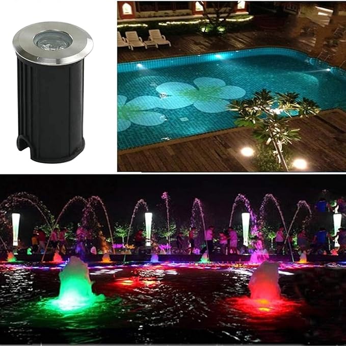 Outdoor Buried LED Landscape Lights - 12V Submersible Mini Lamps IP68 Waterproof Underwater Lighting for Pools Fountains and Ponds (Warm White &amp Red Light 1W)