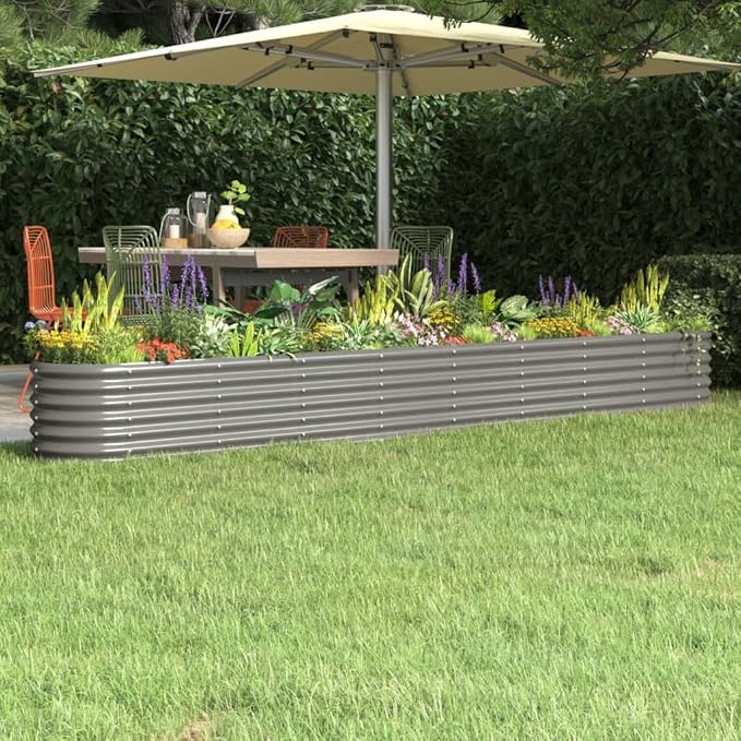 YAFF Garden Raised Bed Grey Powder-Coated Steel LargeLawn &amp GardenGardeningPots &amp Planters318884