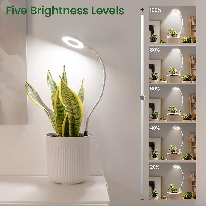 LORDEM Indoor Plant Grow Lights with 6/8/12/16H Auto Timer 3 Spectrum Modes Full Spectrum LED Adjustable Height for Small Plants 3 Pack White