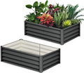 6x3x1 FT Galvanized Raised Garden Beds Large Raised Beds for Gardening Above Ground Garden Bed Outdoor Metal Planter Boxes Outdoor for Vegetables Flowers Fruits Dark Grey 2 Pcs