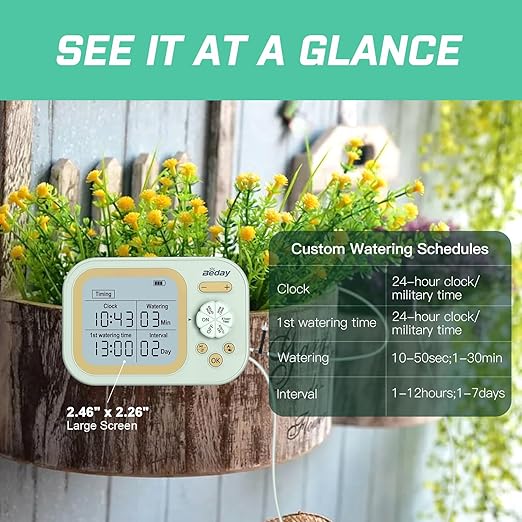 Automatic Plant Waterer Self Watering System Indoor for 15 Potted Plants Pack of 2 Auto Drip Irrigation Kit Programmable Water Timer w Smart Humidity Detection Green