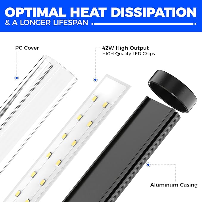 Barrina Vertical Grow Light T10 42W 5000K Full Spectrum LED Plant Light for IndoorStanding Wide Coverage 4FT Height with On/Off Switch and Tripod Floor Stand