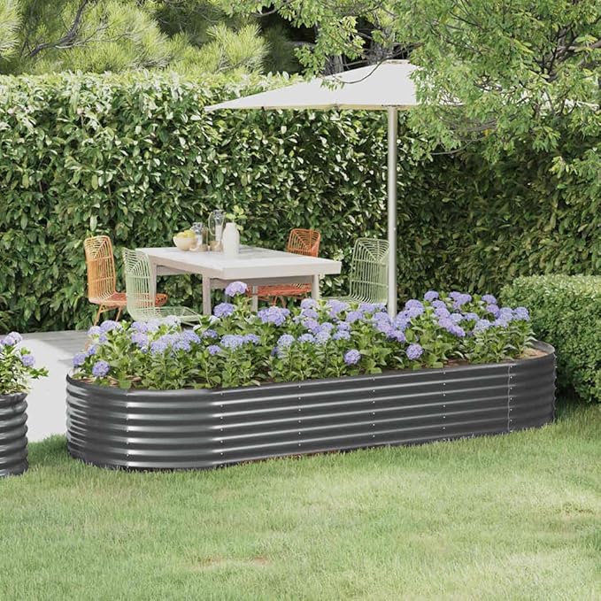 YAFF Garden Raised Bed Anthracite Powder-Coated Steel Large DurableLawn &amp GardenGardeningPots &amp Planters318996