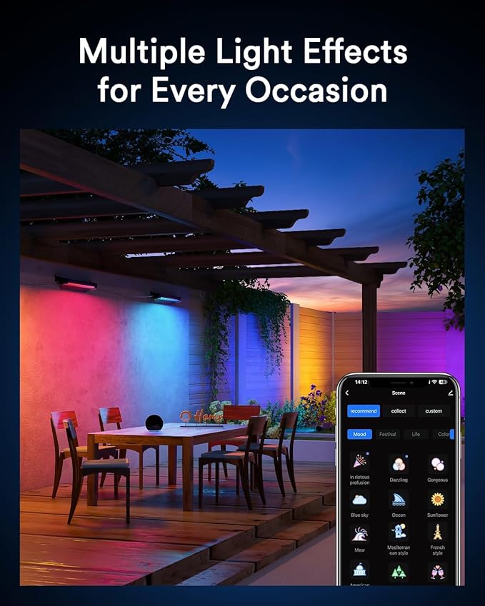 Lumary Smart Outdoor Led Light Bar RGBAIWW Color Changing Wall Washer Lights IP65 Backyard Ambient Floodlights Landscape Lighting for Room/Garden/Halloween/Christmas APP&ampVoice Control 4 Pack