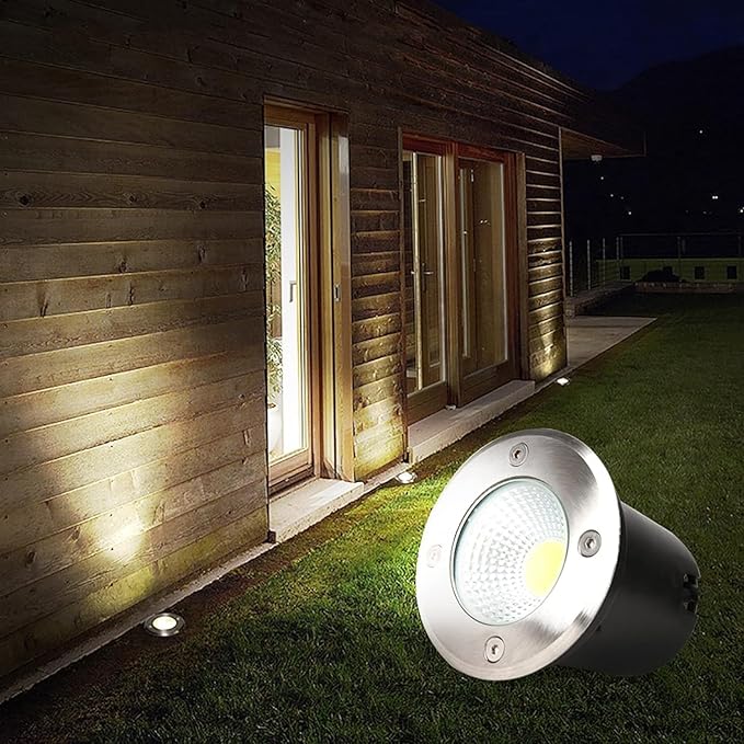 4 Pack LED Underground Light COB Floor Lamp IP65 Waterproof Outdoor Ground Spot Landscape Garden Square Path Yard Recessed Buried Spotlight (White 5W)