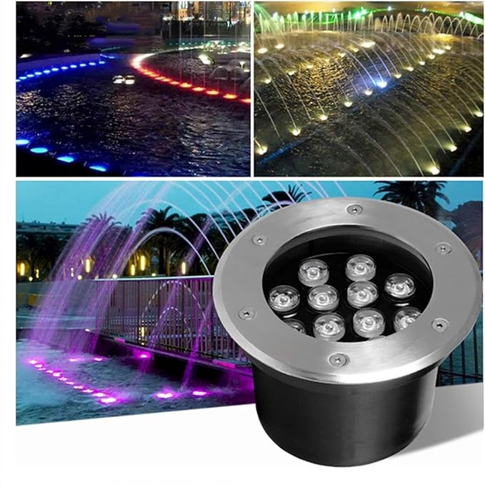 Recessed Ground Spotlight - RGB Ground LED Landscape Lights Outdoor Buried Lights IP67 Waterproof Garden Courtyard Floor Lamp for Driveway Deck Stair Step Yard Fence Garden Pathway36W 18W 18